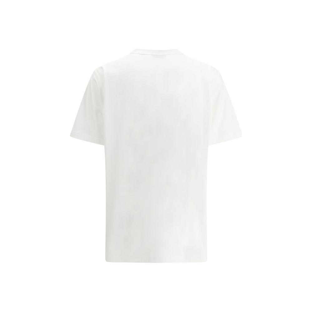 Back view of Burberry Archive Check pocket T-shirt in white with monochrome design, ribbed crew neck, and signature check pattern.