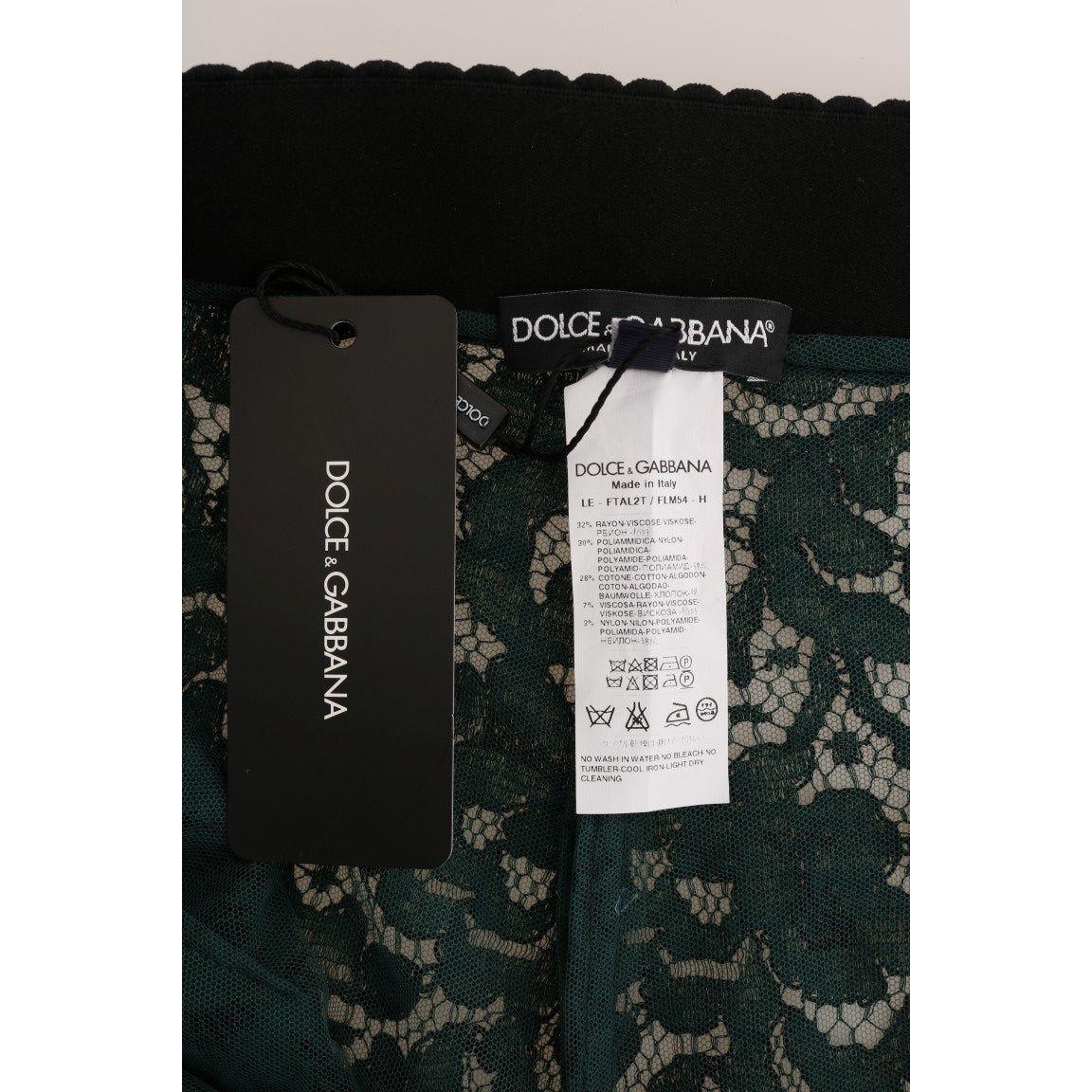 Dolce & Gabbana High Waist Floral Lace Slim Trousers Dolce & Gabbana Black