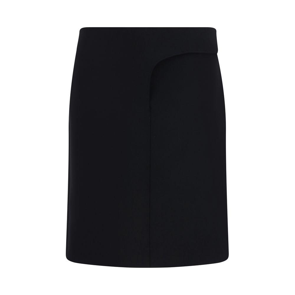 Jacquemus La Jupe Obra Mini Skirt, asymmetrical design, black monochrome, back slit, welt pocket, zipper and hook closure, regular fit.