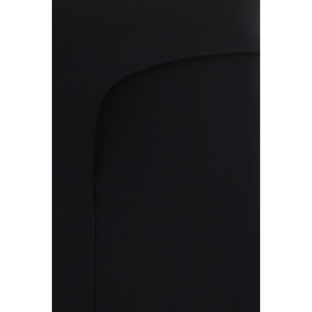 Close-up of Jacquemus La Jupe Obra Mini Skirt in monochrome, showing asymmetrical design and sleek fabric texture.