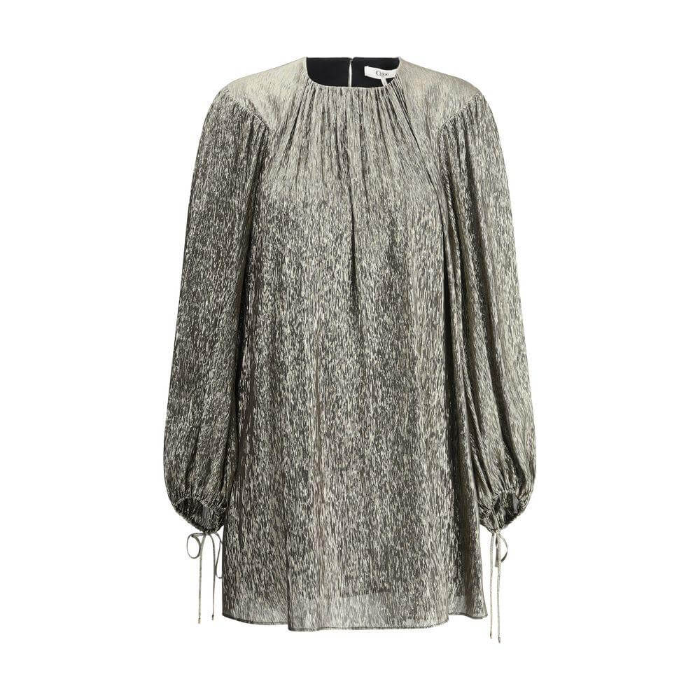 Chloé Silk lamé mini Dress Chloé Slate Gray