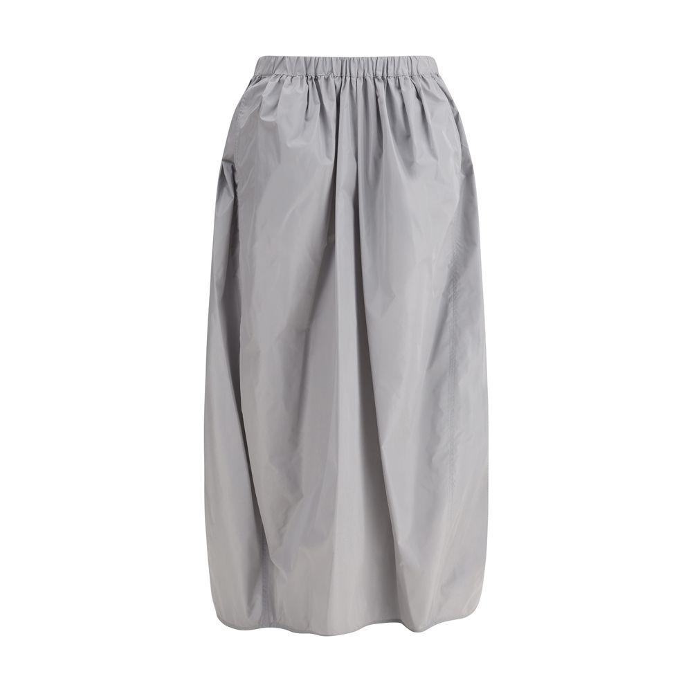 Fabiana Filippi midi trench skirt with elastic waistband, above-ankle length, sustainable drip protection, made in Italy.