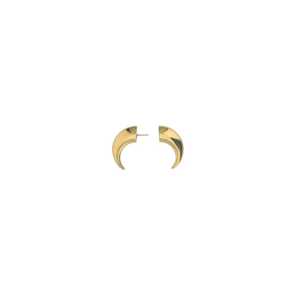 Gold Marine Serre crescent moon earring, single shamanic button style, crafted from regenerated tin.