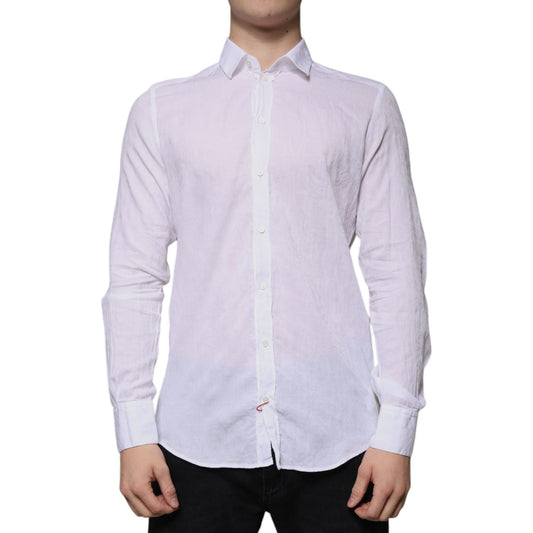 Dolce & Gabbana White Cotton Slim Fit Men Formal Dress Shirt