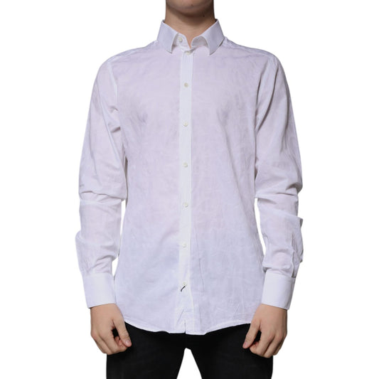 Dolce & Gabbana White Cotton Slim Fit Men MARTINI Dress Shirt