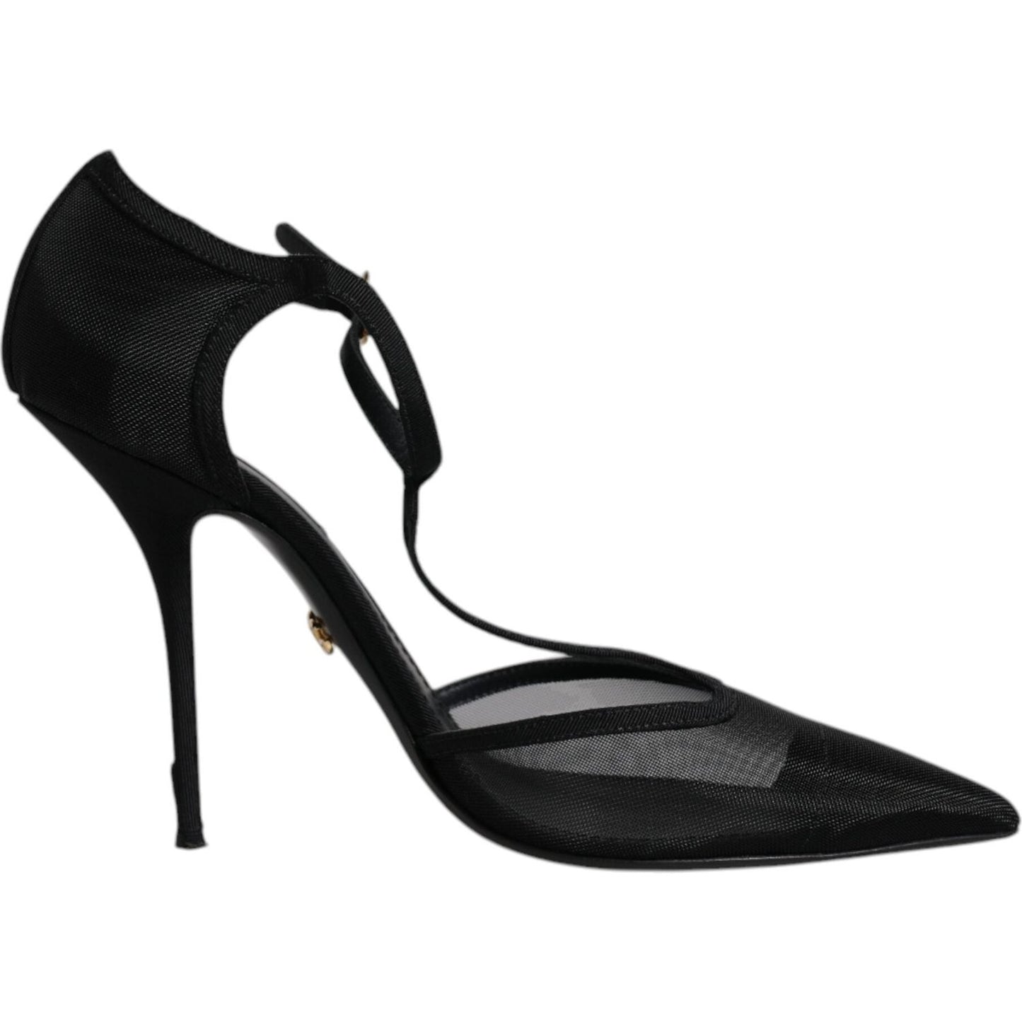 Dolce & Gabbana Black Mesh T-strap Stiletto High Heels Shoes LA12069-39