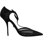 Dolce & Gabbana Black Mesh T-strap Stiletto High Heels Shoes LA12069-39