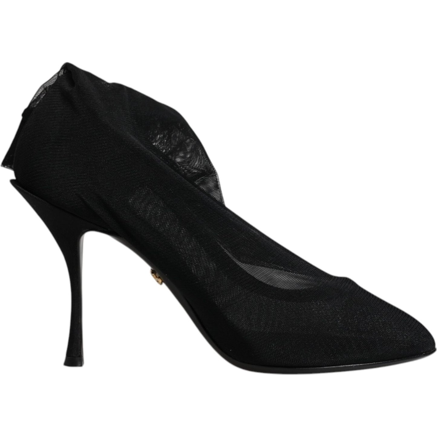 Dolce & Gabbana Black Silk Mesh Sock Style Boots Shoes LA12228-38
