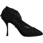 Dolce & Gabbana Black Silk Mesh Sock Style Boots Shoes LA12228-38
