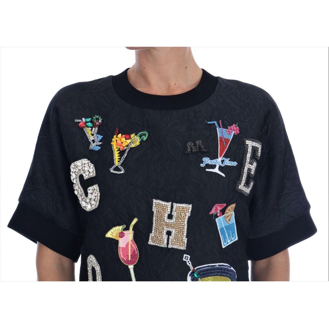 Dolce & Gabbana Enchanted Crystal Embellished Black Sweater Dolce & Gabbana Dark Slate Gray