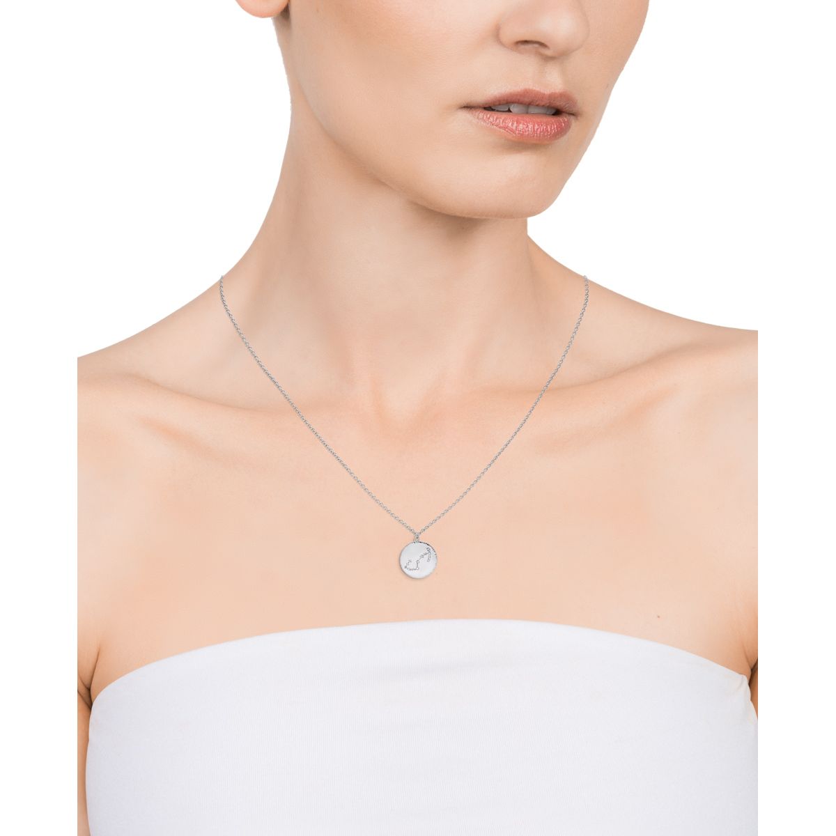 VICEROY JEWELS Mod. 61014C000-38E silver necklace displayed on a mannequin, quartz analog, multifunction, ladies' fashion jewelry.