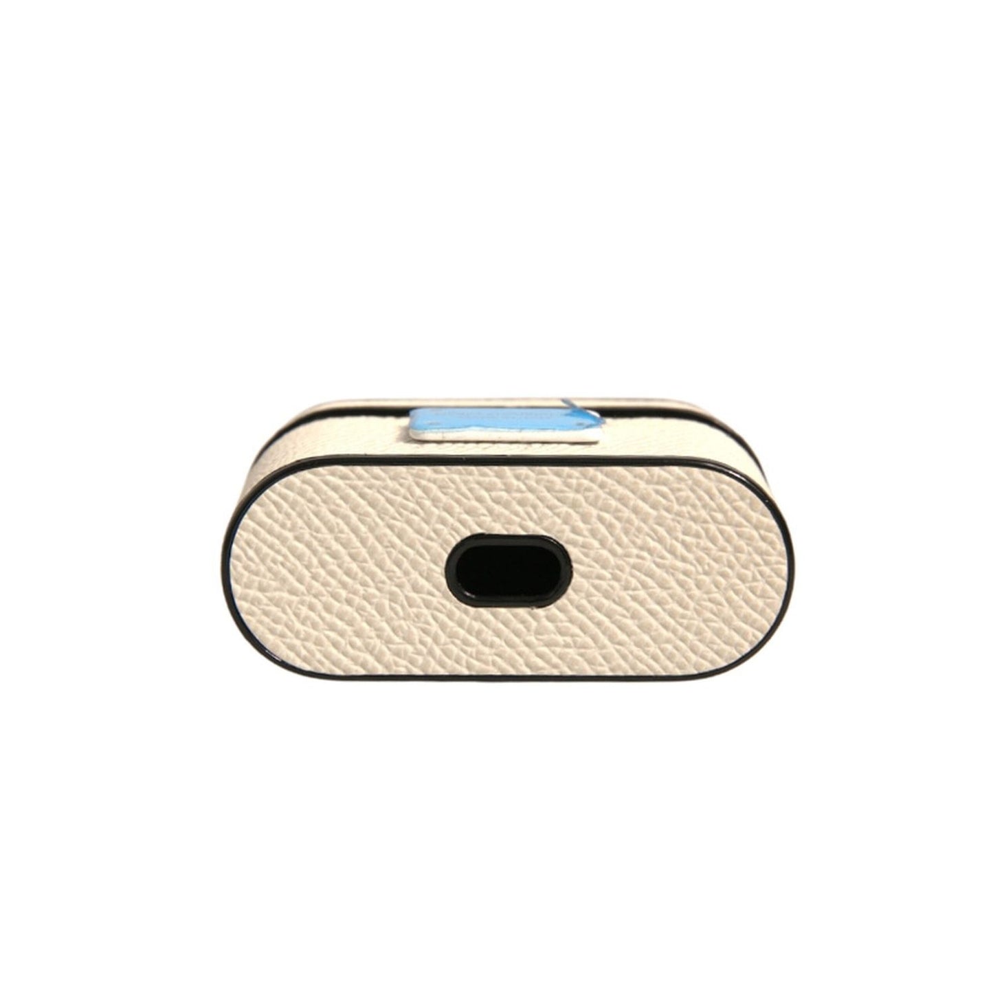 Dolce & Gabbana White Leather Metal Logo Plaque Holder Airpods Case