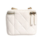 Chanel White Matelasse Lambskin Gold Chain Shoulder Vanity Mirror