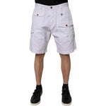 Dsquared² White Cargo Denim Mid Waist Casual Bermuda Shorts PAN76083-48