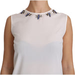 Dolce & Gabbana White Silk Embellished Crystal Dragonfly Top TSH2945-40