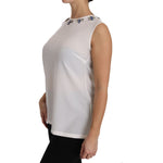 Dolce & Gabbana White Silk Embellished Crystal Dragonfly Top TSH2945-40