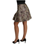 Dolce & Gabbana A-Line Mini Floral Print Jaquard Skirt PAN61031#2-40