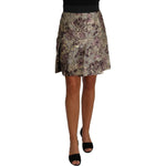 Dolce & Gabbana A-Line Mini Floral Print Jaquard Skirt PAN61031#2-40