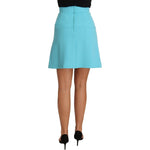 Dolce & Gabbana Light Blue Crystal Wool A-line Pleated Skirt SKI1143-36