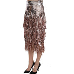 Dolce & Gabbana Sequin Embellished Fringe Midi Pencil Skirt SKI1173-44