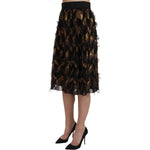 Dolce & Gabbana Black Gold Fringe Metallic Pencil A-line Skirt SKI1177-38