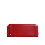 Dolce & Gabbana Red Calfskin Leather Logo Plaque Top Handle Bag