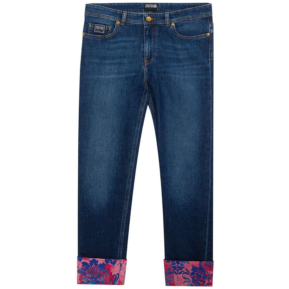 Versace Jeans Blue Cotton Jeans & Pant Versace Jeans Dark Slate Gray