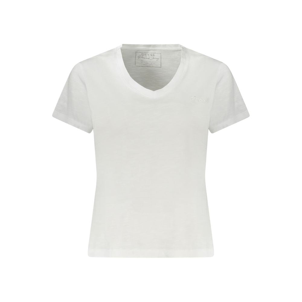 Guess Jeans White Cotton Women T-Shirt Guess Jeans Light Gray