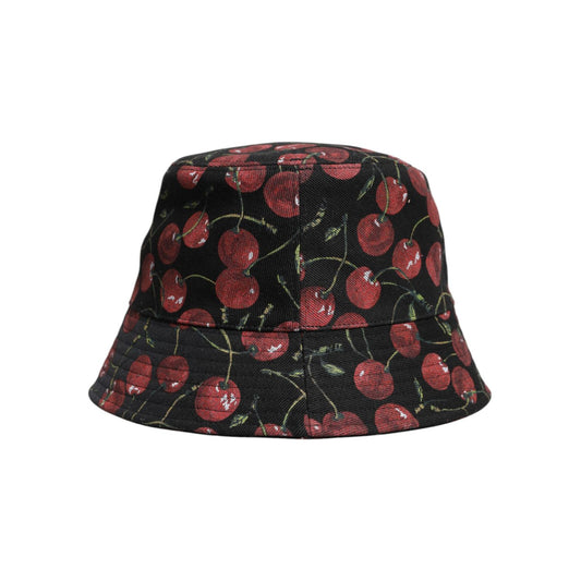 Dolce & Gabbana Black Cotton Printed Wide Brim Bucket Hat