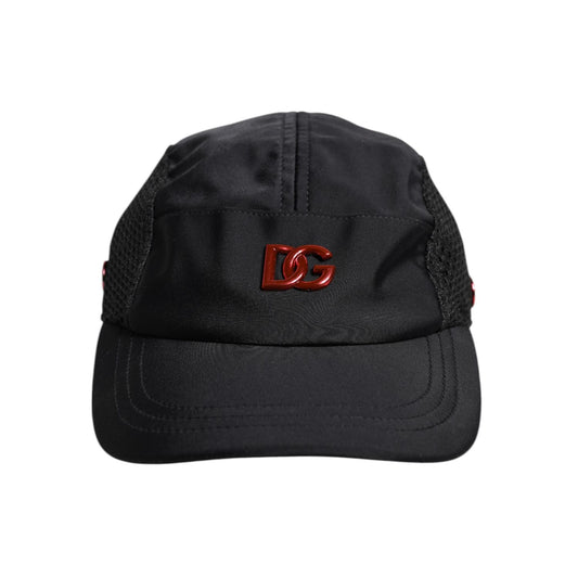 Dolce & Gabbana Black Nylon DG Logo 6 Panels Baseball Cap