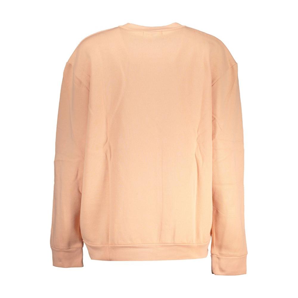 Back view of Cavalli Class pink fleece crew neck sweater, showcasing its elegant design and cozy fabric blend ideal for fashion lovers.