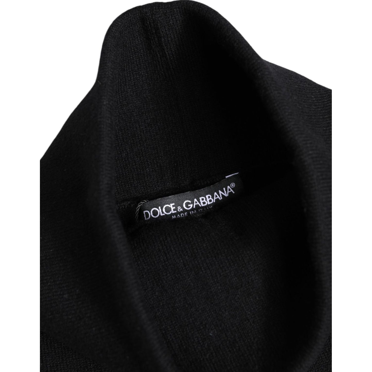 Dolce & Gabbana Black Cashmere Knitted Neck Warmer Foulard Scarf