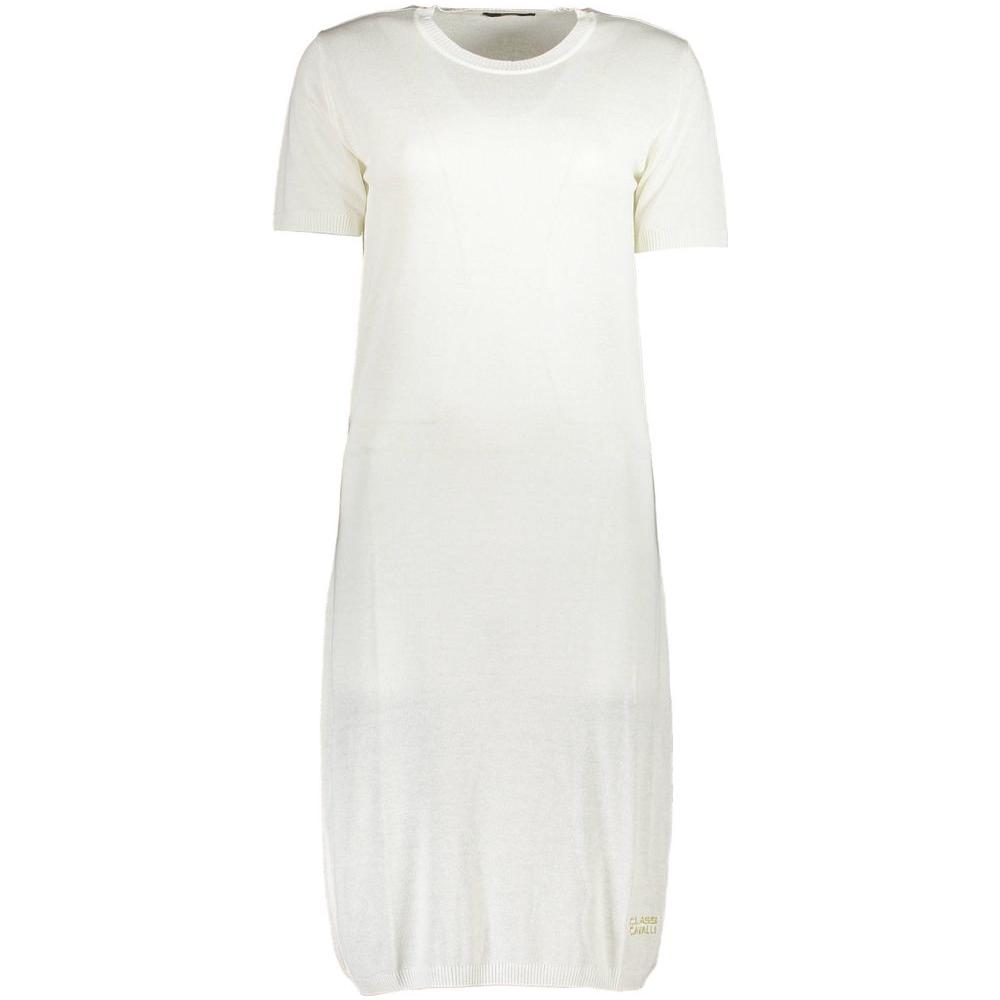 Cavalli Class White Viscose Women Dress Cavalli Class Beige