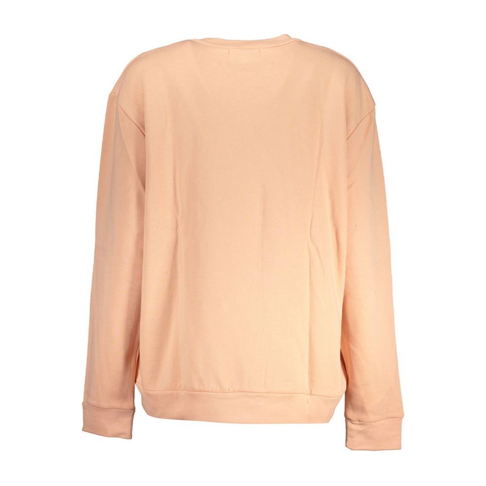 Back view of Cavalli Class pink long-sleeved fleece sweatshirt with elegant design, ideal for casual elegance and comfort.
