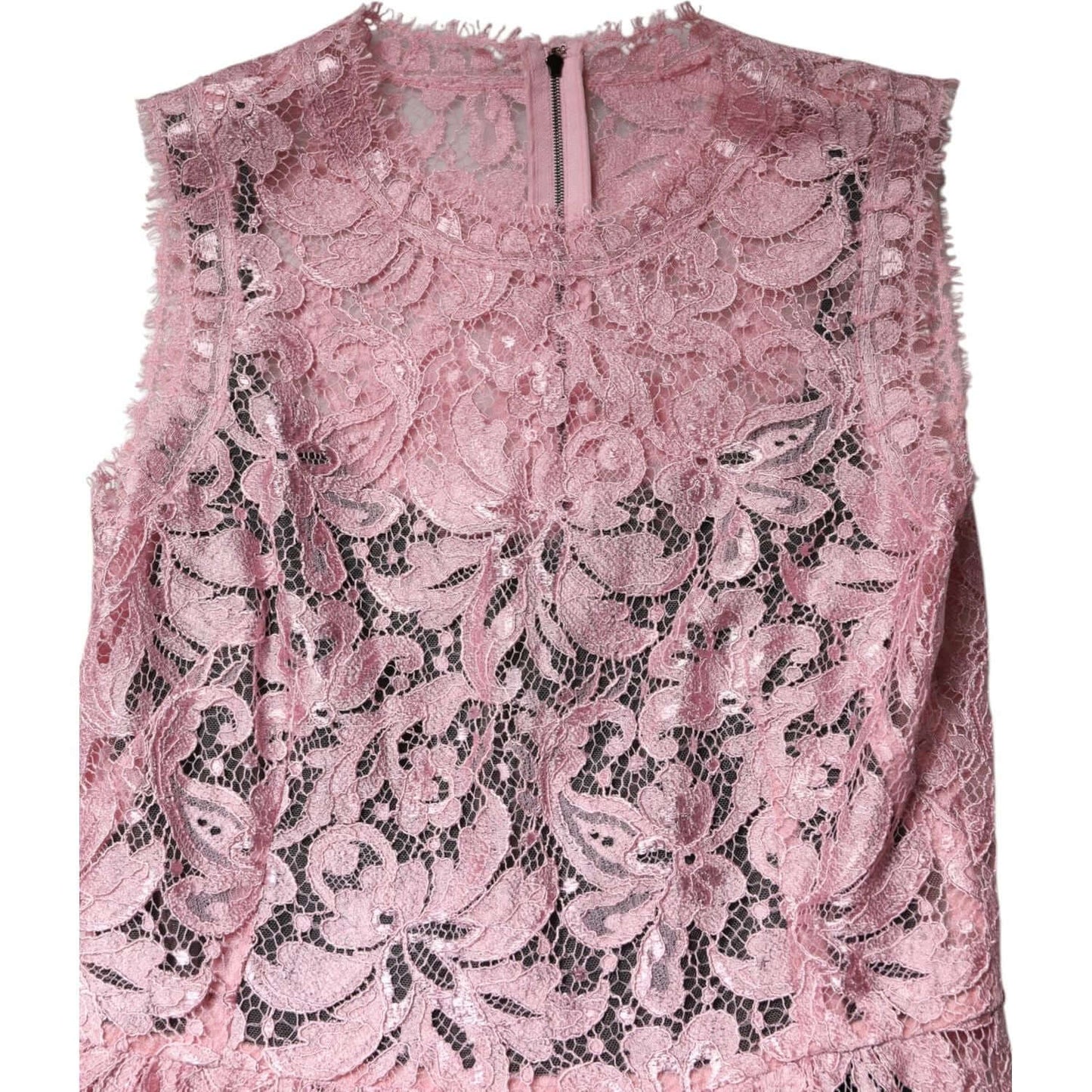 Dolce & Gabbana Pink Floral Lace Sleeveless Sheath Dress