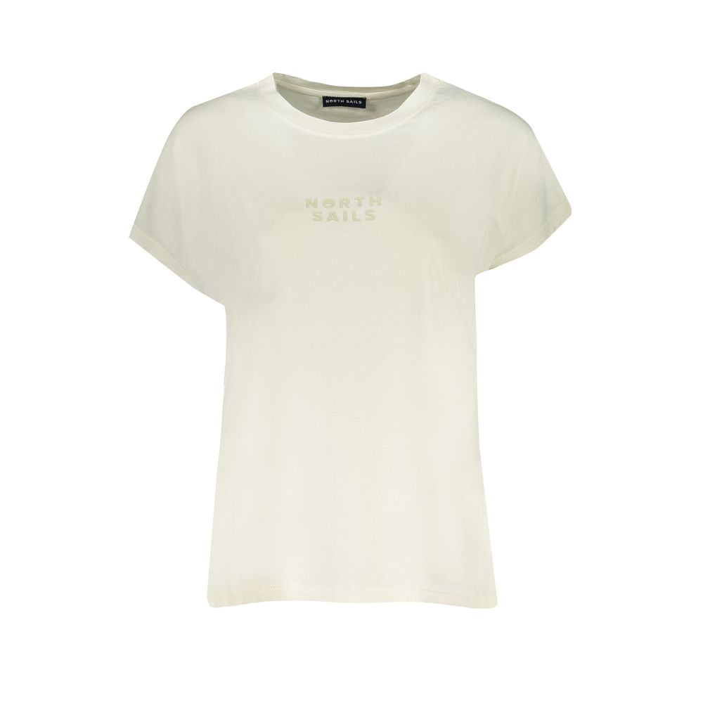 North Sails white short sleeve cotton t-shirt with wide neck and logo, made from organic cotton.