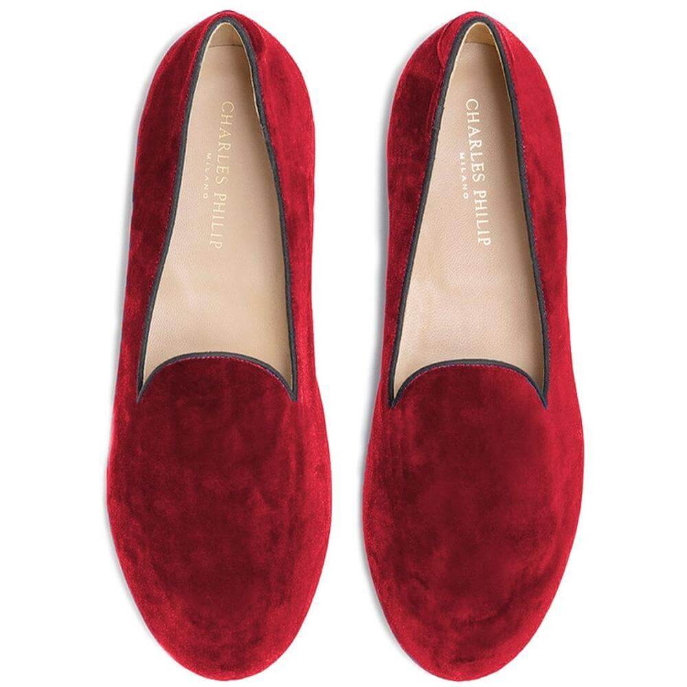 Charles Philip Red Velvet Loafer CH-15415-EU43/US10