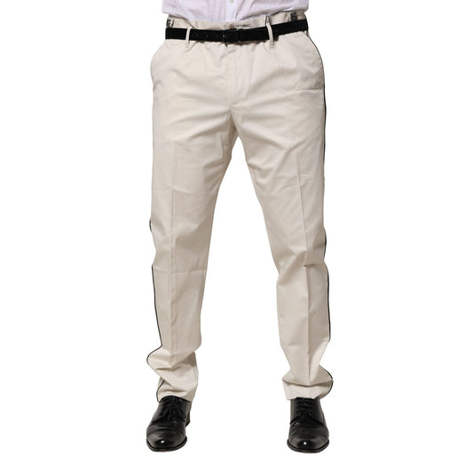 Dolce & Gabbana White Cotton Dress Slim Formal Pants