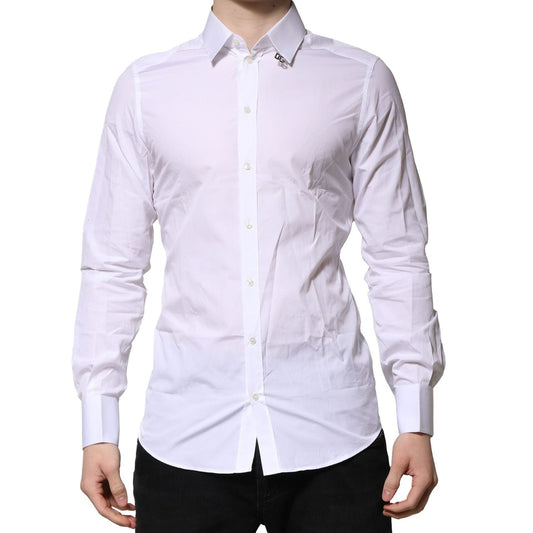 Dolce & Gabbana White Cotton GOLD Long Sleeves Formal Shirt