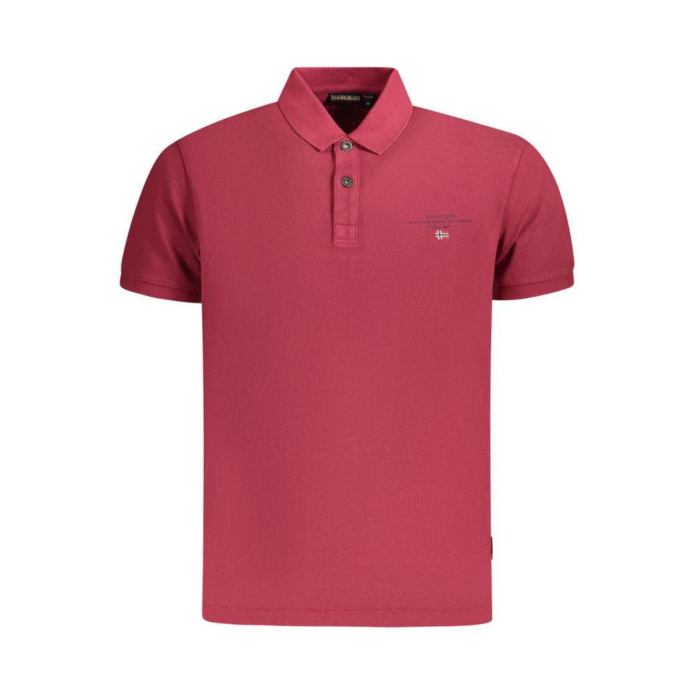 Napapijri Red Cotton Men Polo Shirt NA-35681-S