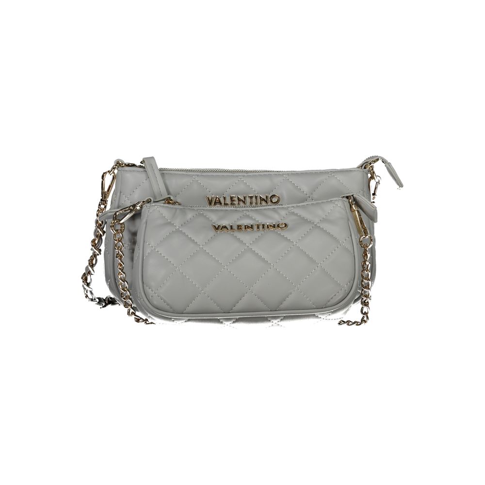 Mario Valentino Gray Polyethylene Women Handbag with removable chain strap and iconic logo