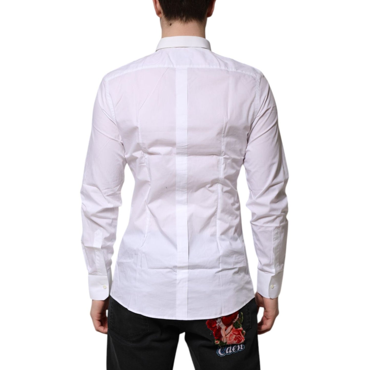 Dolce & Gabbana White GOLD Cotton Long Sleeves Men Formal Shirt TSH906920-41