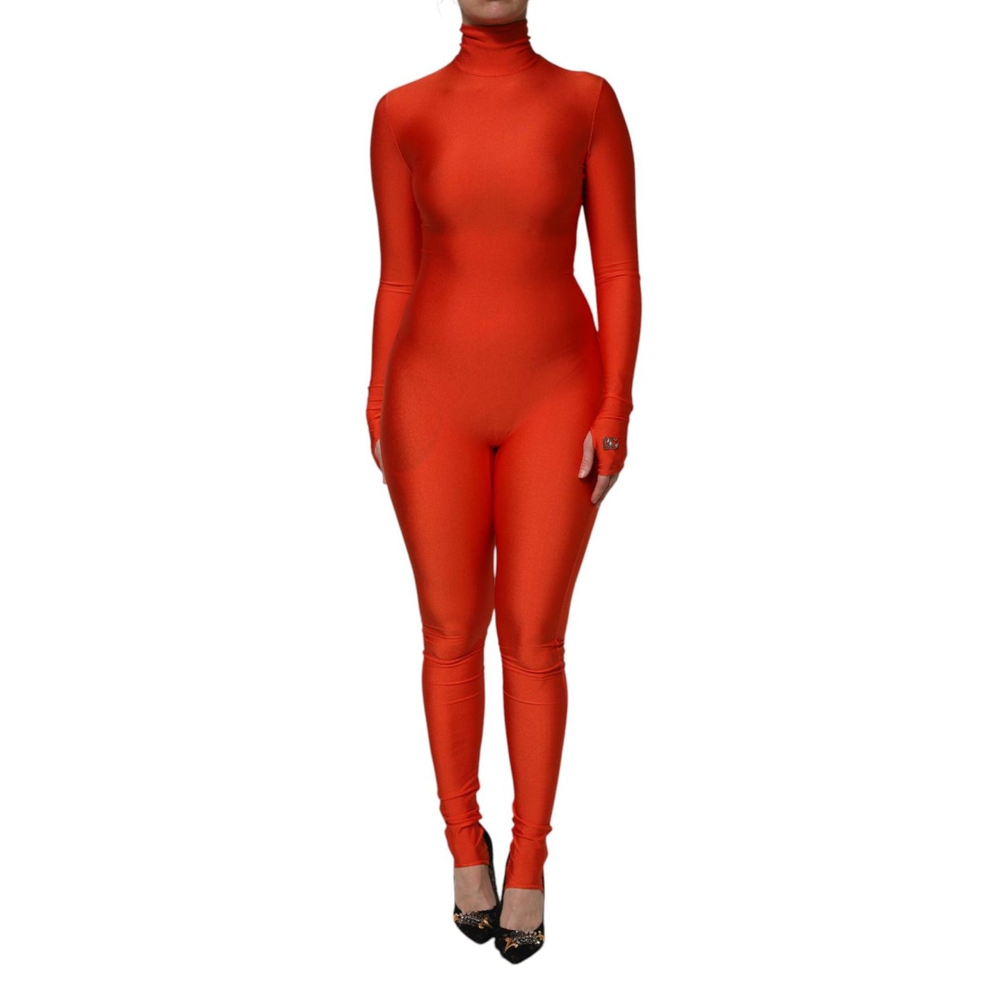 Dolce & Gabbana Red Nylon Turtleneck Bodycon Jumpsuit Dress DR81736-40
