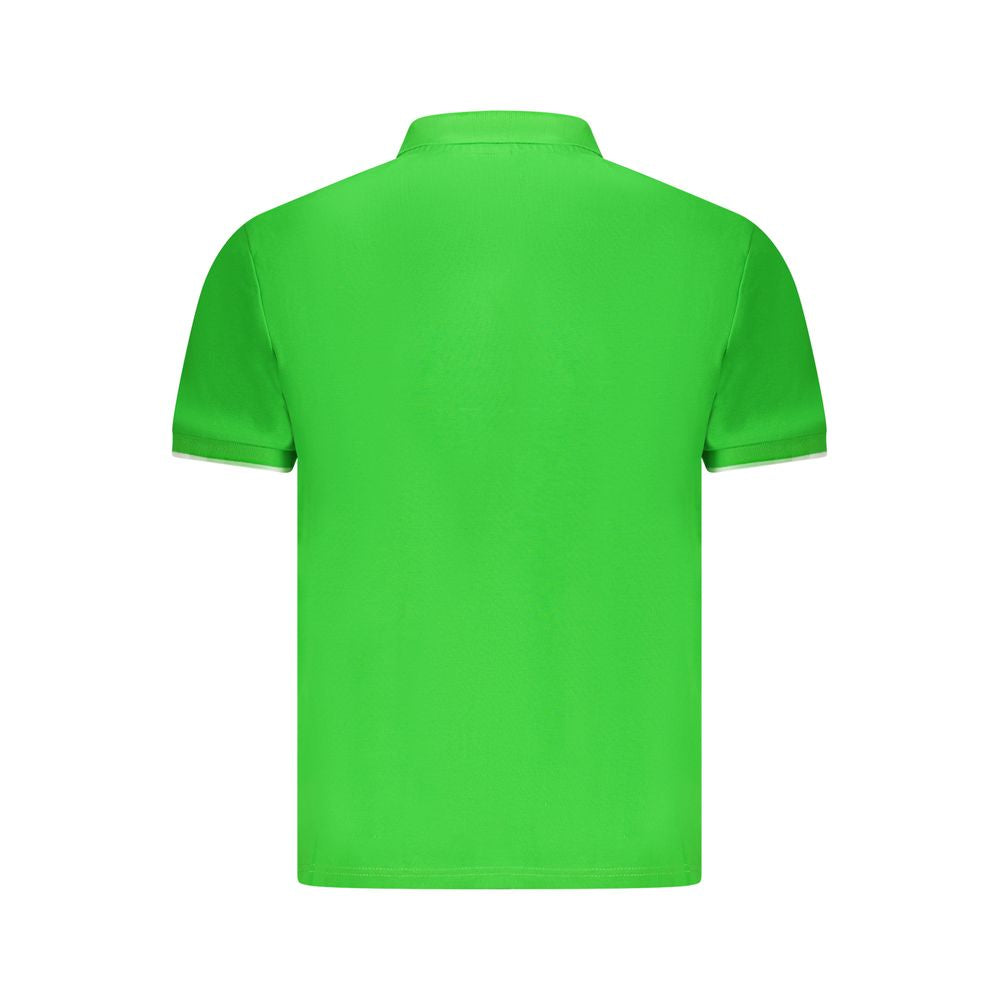 Back view of North Sails Green Cotton Men Polo Shirt with short sleeves and classic design.