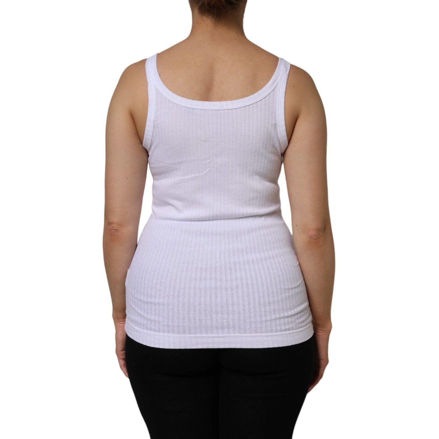 Dolce & Gabbana White Cotton Round Neck Sleeveless Tank Top TSH7170-44