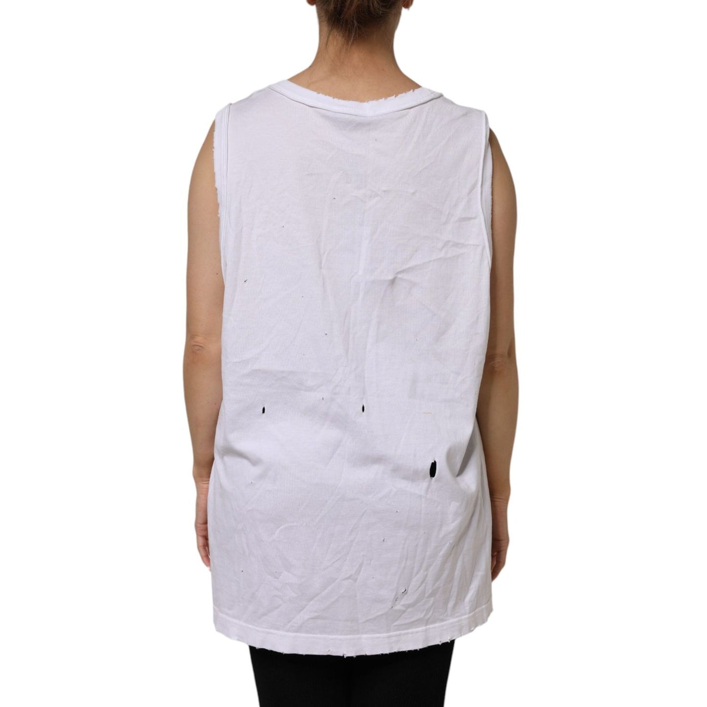 Dolce & Gabbana White Cotton Sleeveless Round Neck Tank Top TSH878520-42
