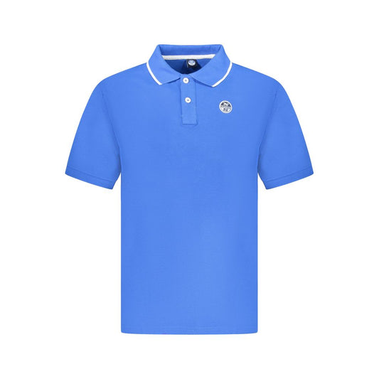 North Sails Blue Cotton Men Polo Shirt with 2-button placket and contrasting details.