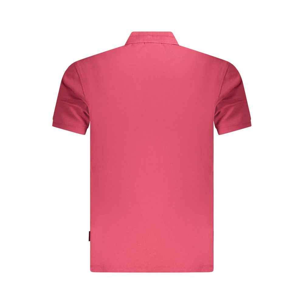 Napapijri Red Cotton Men Polo Shirt, back view of vibrant short sleeve polo with classic collar and regular fit.