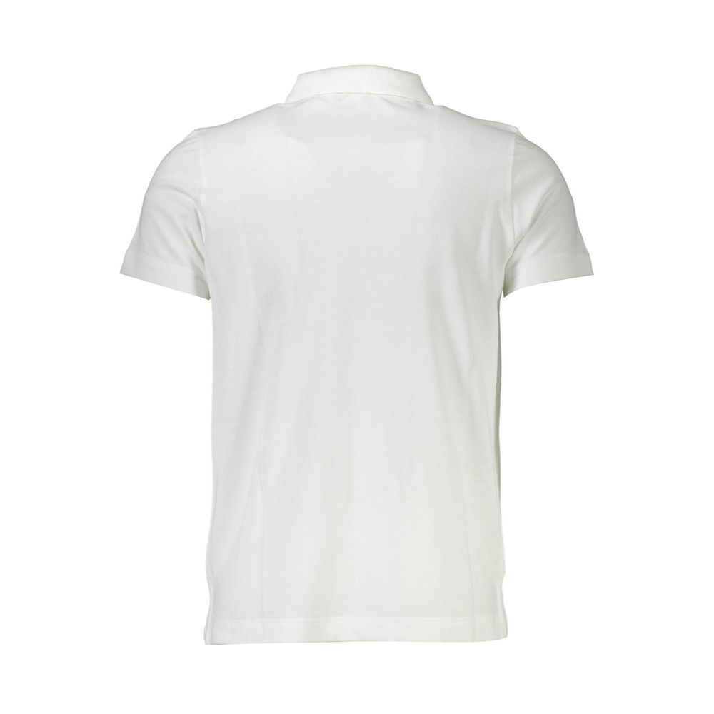 Back view of Cavalli Class White Cotton Men Polo Shirt showcasing quality fabric and classic design.