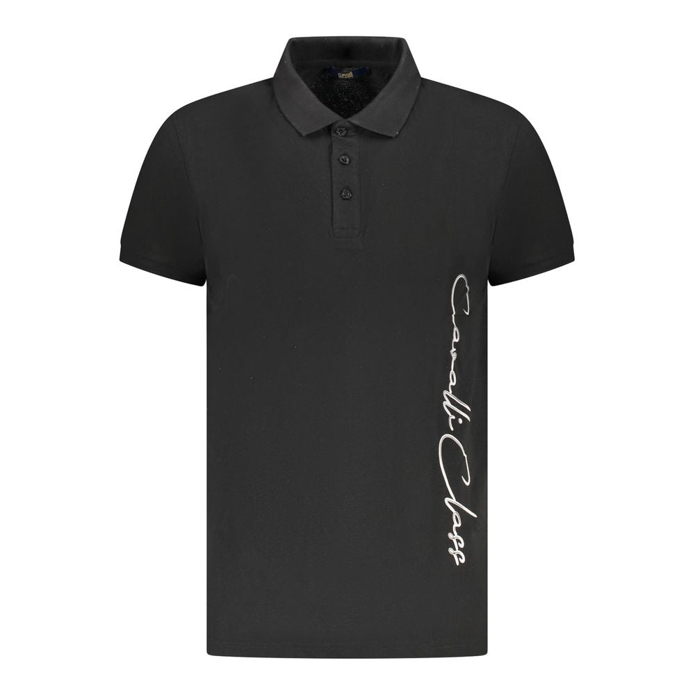 Cavalli Class Black Cotton Men Polo Shirt CA-36633-M